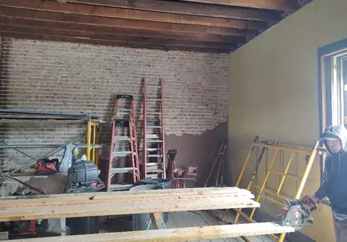 The interior of a home mid remodel, with work done by Johnson's Building Company